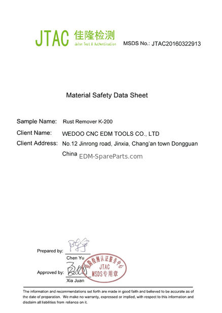 Çin WEDOO CNC EDM TOOLS CO. LTD Sertifikalar